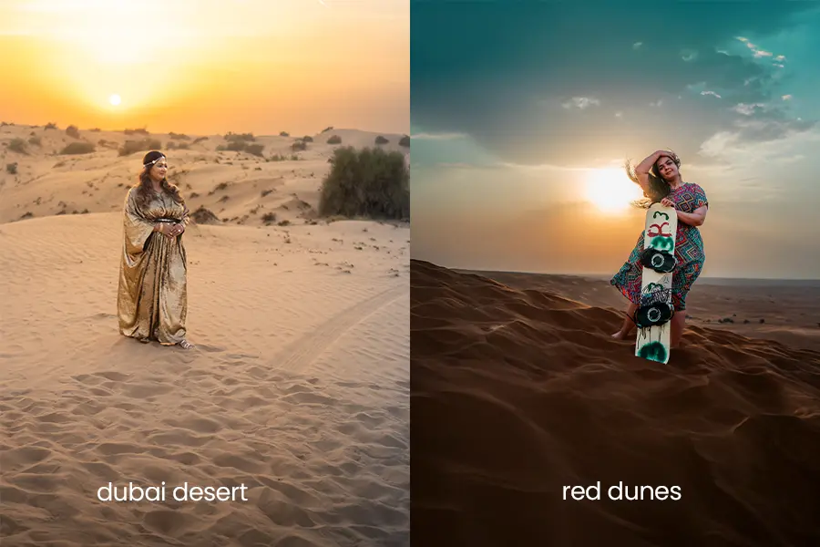 Dubai Desert vs Sharjah desert (red dunes)