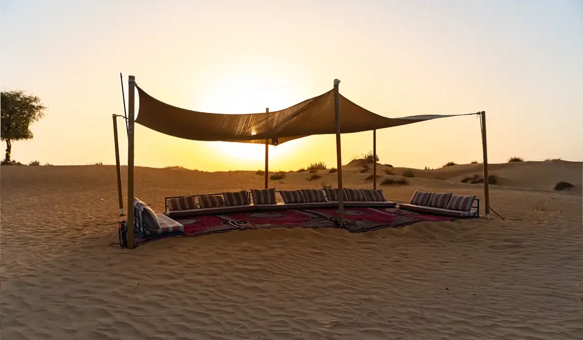 relaxing lounge over the Dunes at platinum camp